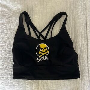 SoulCycle Black Bra with Yellow Skull Logo